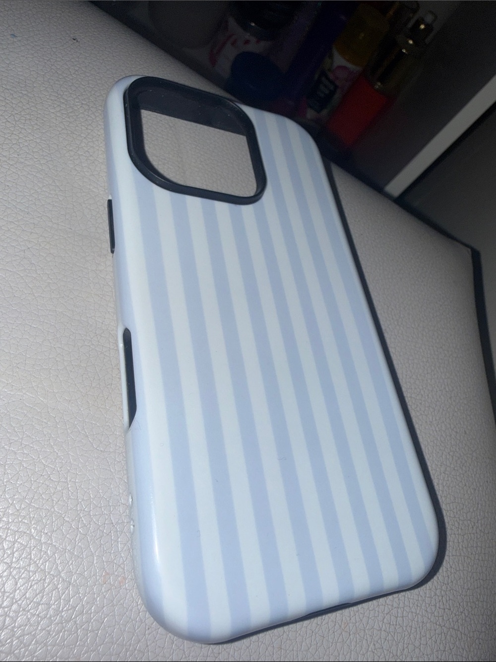 Striped Light Blue Protective Iphone 16 pro